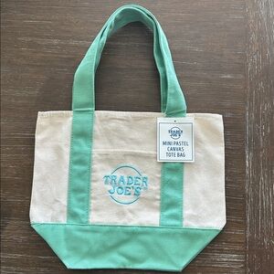 Mini Pastel Canvas Tote Bags - Mint Green